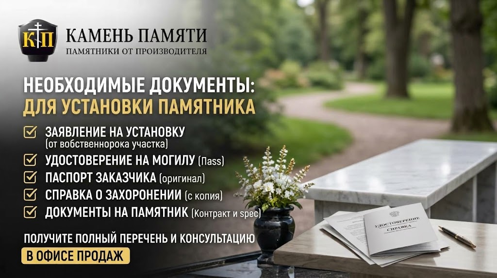Какие документы нужны для установки памятника на могилу